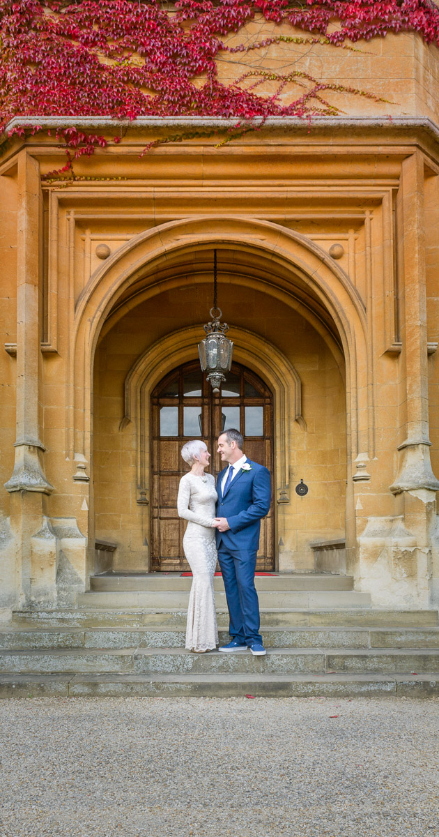The newlyweds outside the grand countryside wedding venue by Wilson and Lewis Photography