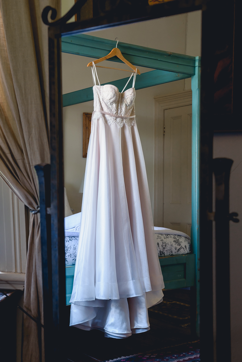 Caleche Bridal Gown hanging in South Australian wedding