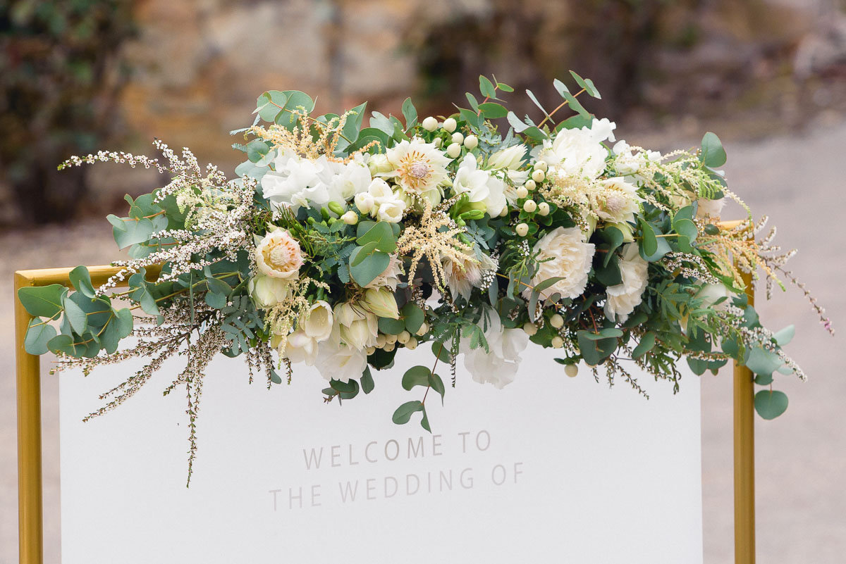 Floaral wedding sign by by Adelaide Wedding Photographer Wilson and Lewis Photography