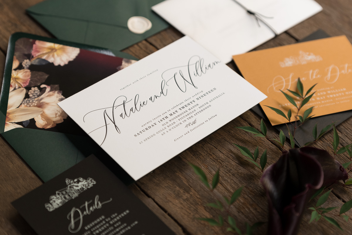 stationery details for autumn wedding