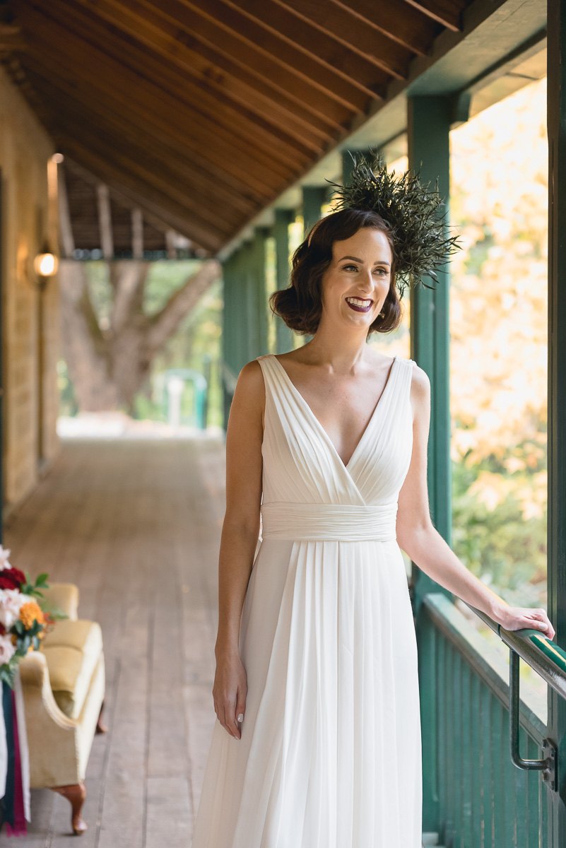 bride at wedding in autumn