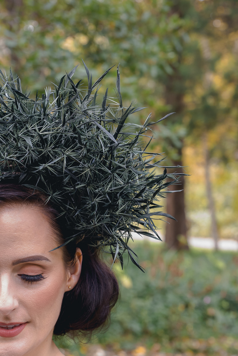 green autumn wedding headpiece