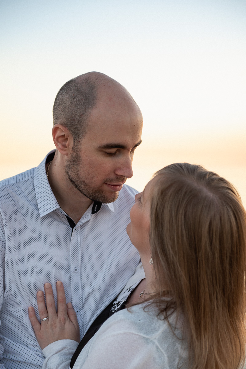 beach sunset engagement photo