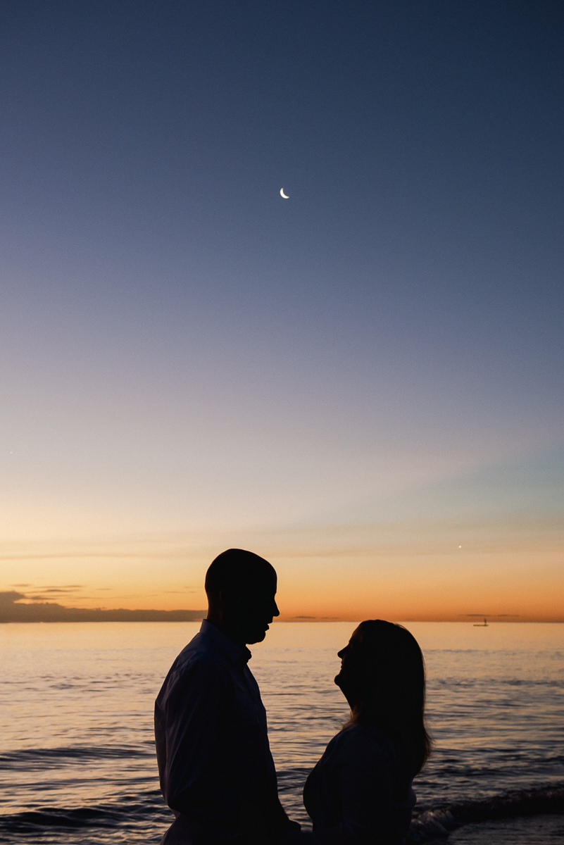 Charlotte and Andrew in Grange sunset engagement picture