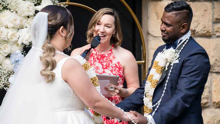 Celebrant Jane Elise speaking at wedding ceremony