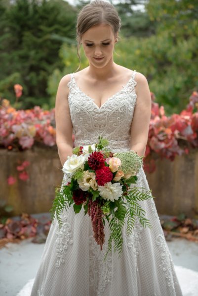 Bride and bouquet by Adelaide stylist Poppy Lane Wedding and Events Styling