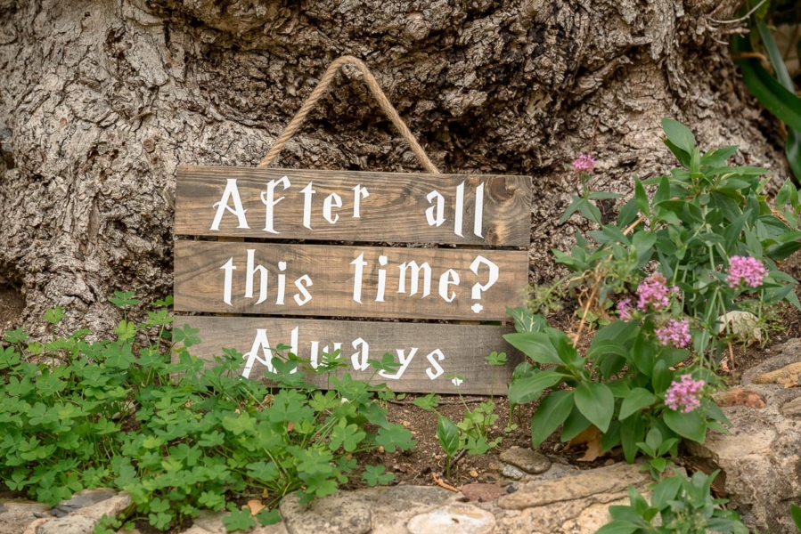 harry potter sign at Adelaide wedding by wilson and lewis photography