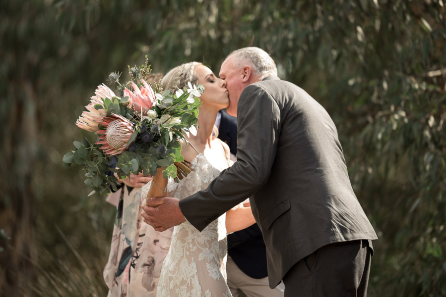 The bride and her dad in the Barossa