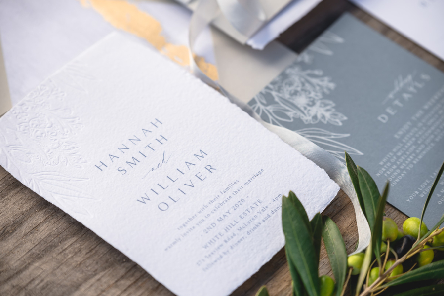 wedding stationery details by Magnolia press, Adelaide