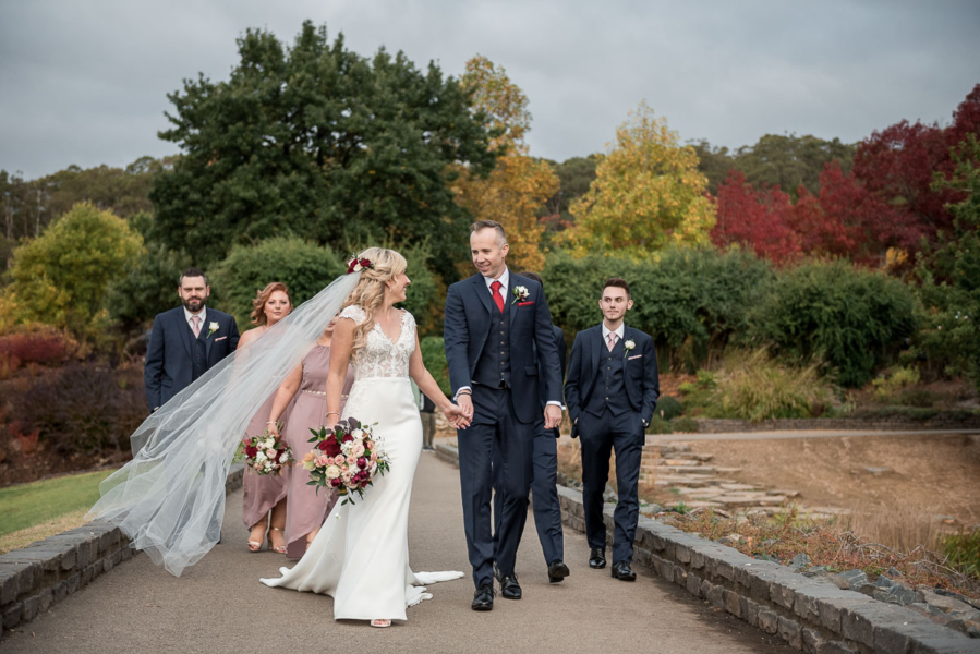 Bridal party in Mount Lofty Botanic Garden by Adelaide Wedding Photographer - Wilson & Lewis Photography