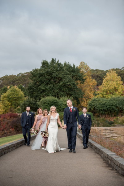 Bridal party in Mount Lofty Botanic Garden by Adelaide Wedding Photographer - Wilson & Lewis Photography