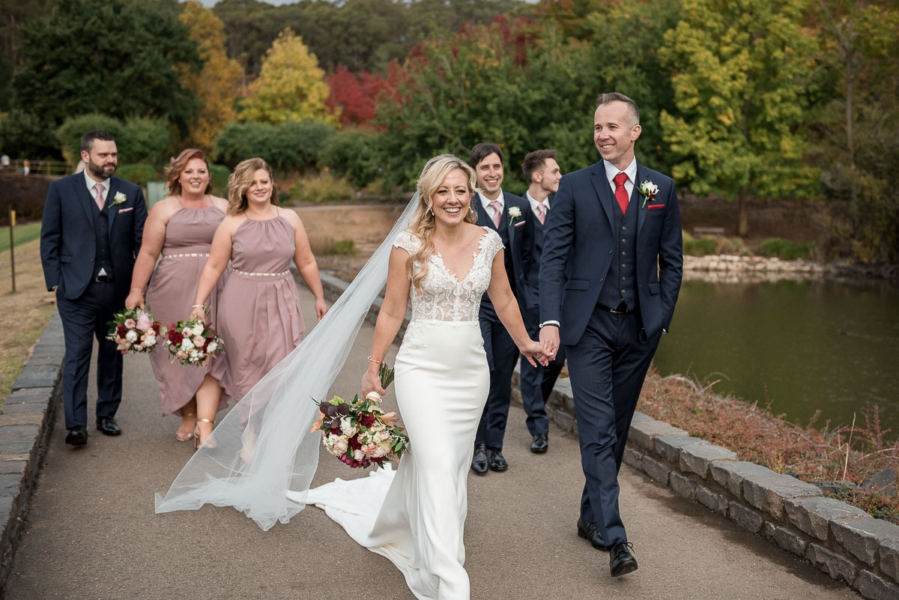 Bridal party in Mount Lofty Botanic Garden by Adelaide Wedding Photographer - Wilson & Lewis Photography