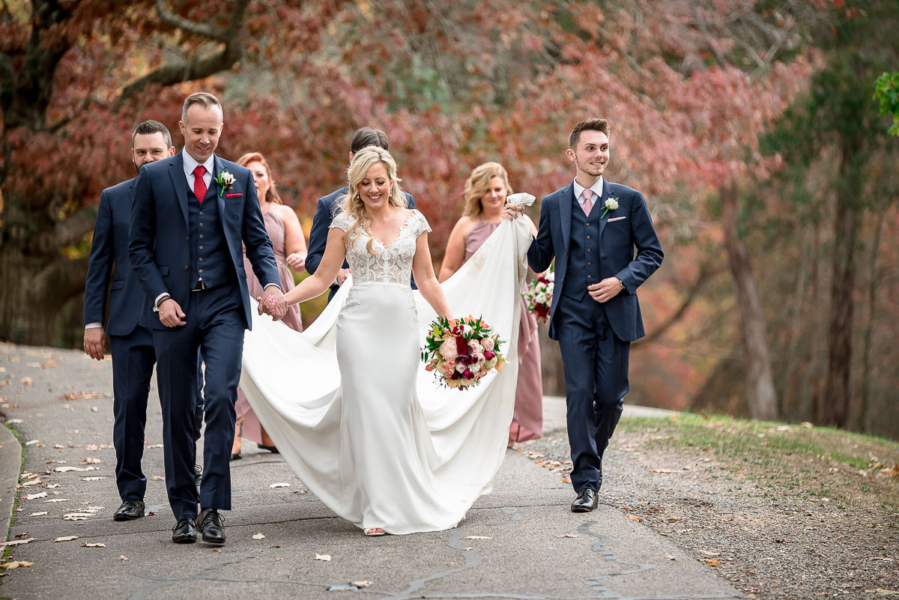 Bridal party in Mount Lofty Botanic Garden by Adelaide Wedding Photographer - Wilson & Lewis Photography