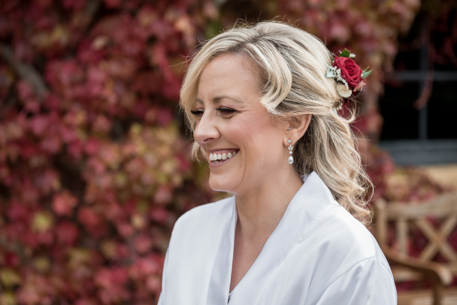 Bride in adelaide with Autumnal leaves