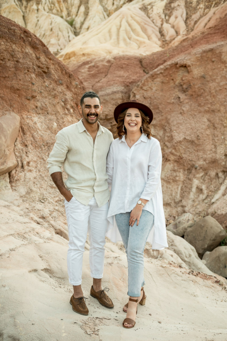 couples portrait on dune by Adelaide engagement photographer Wilson and Lewis Photography