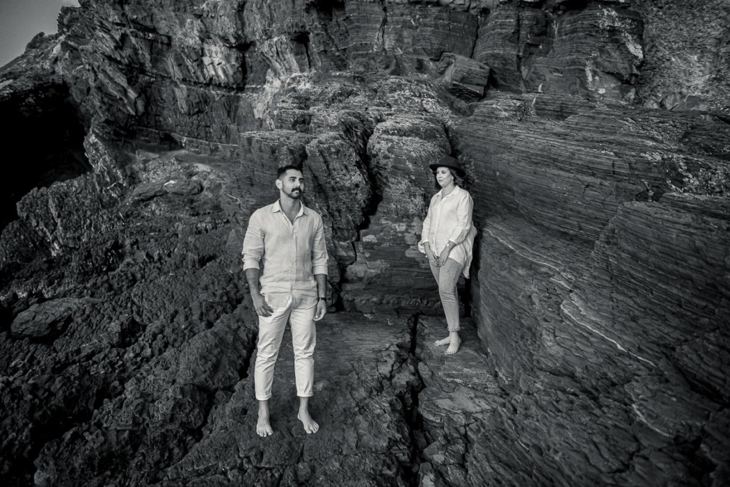 lovers on rocks by Adelaide engagement photographer Wilson and Lewis Photography