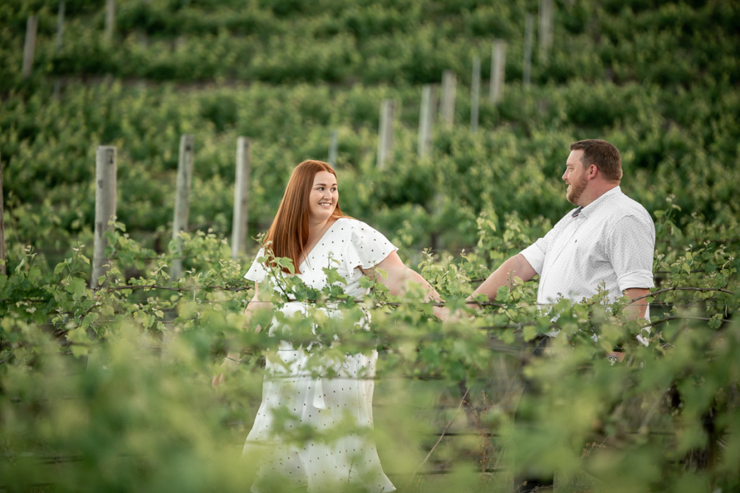 Sarah an nick in the vineyard by Adelaide engagement photographer Wilson and Lewis Photography