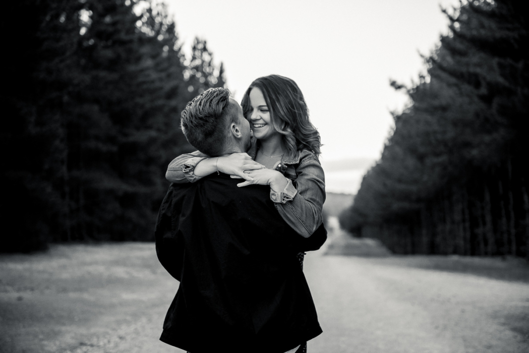lovers hug by Adelaide engagement photographer Wilson and Lewis Photography