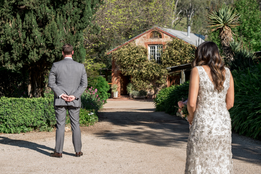 first look between bride and groom at adelaide elopement photography by wilson and lewis photography