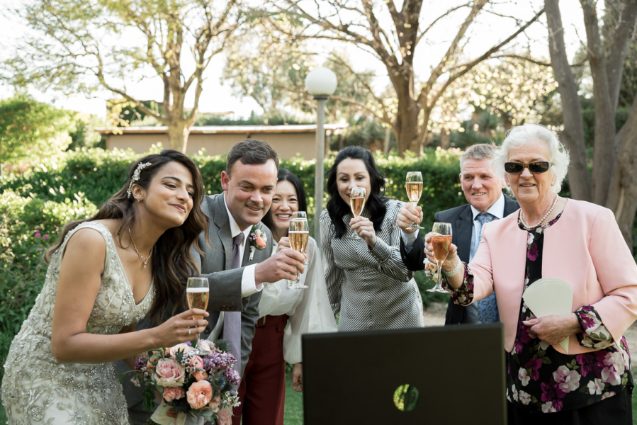 cheers! champagne at elopement wedding