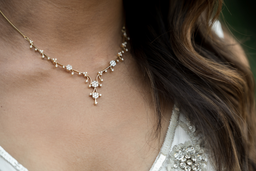 bride detail of necklace at Adelaide elopement