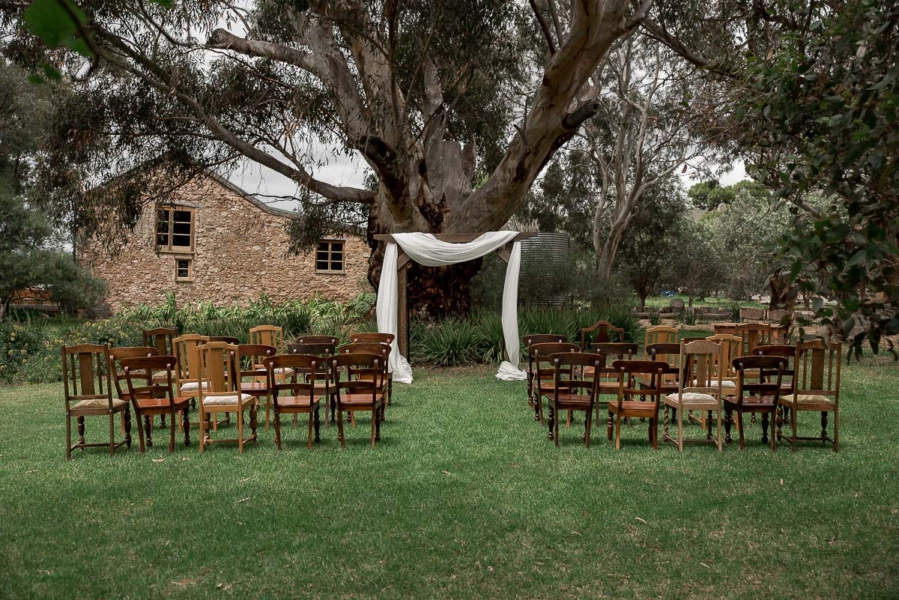Wedding ceremony at Barn 1890 in Mc laren Vale
